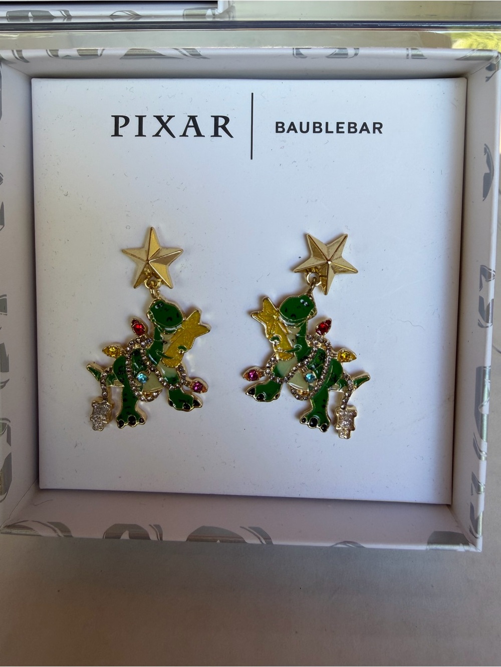 Disney Pixar x BaubleBar Green Rex Star Drop Earrings NWT